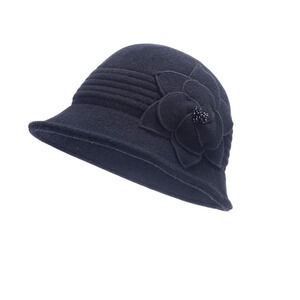 Vintage Inspired Wool Black Floral Victorian 1940s Retro Classy Chic Paris